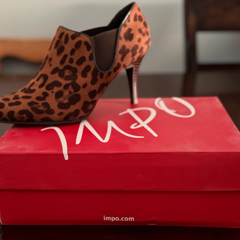 Impo Leopard Print Heels with Black Accents